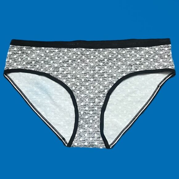Victoria’s Secret Stretch Cotton Hiphugger Panty gray / white dots  XLarge - Picture 1 of 2